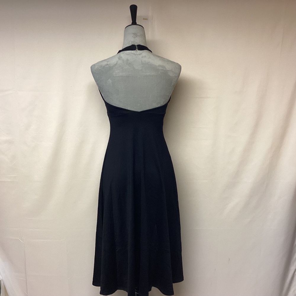 Susana Monaco Midi Halter Dress LBD Glam Formal Event Pinup Sexy Resort SZ S - Picture 4 of 11